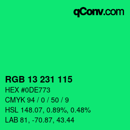 颜色代码: RGB 13 231 115 | qconv.com
