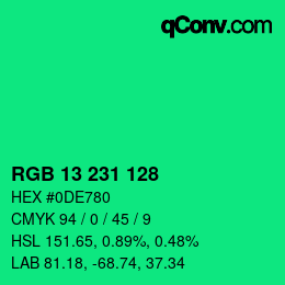 Color code: RGB 13 231 128 | qconv.com