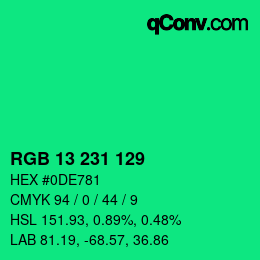 カラーコード: RGB 13 231 129 | qconv.com