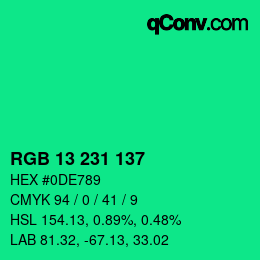 Color code: RGB 13 231 137 | qconv.com