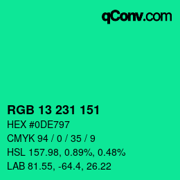 Color code: RGB 13 231 151 | qconv.com