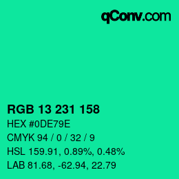 Color code: RGB 13 231 158 | qconv.com
