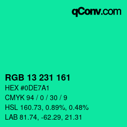 Color code: RGB 13 231 161 | qconv.com
