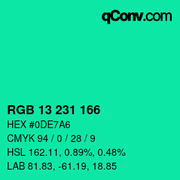Color code: RGB 13 231 166 | qconv.com