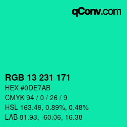Color code: RGB 13 231 171 | qconv.com