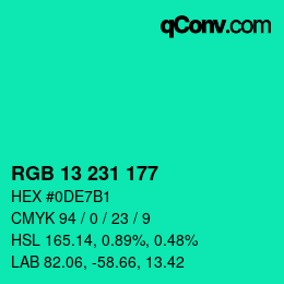 Color code: RGB 13 231 177 | qconv.com