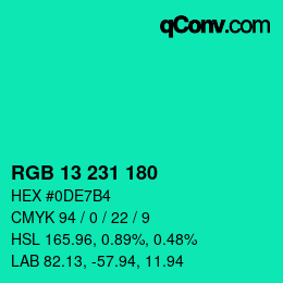 Color code: RGB 13 231 180 | qconv.com