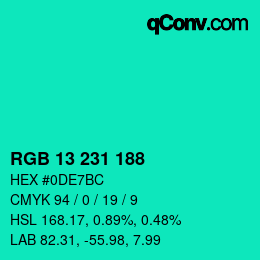 Color code: RGB 13 231 188 | qconv.com