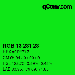 カラーコード: RGB 13 231 23 | qconv.com