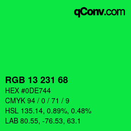 颜色代码: RGB 13 231 68 | qconv.com