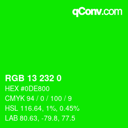 Color code: RGB 13 232 0 | qconv.com