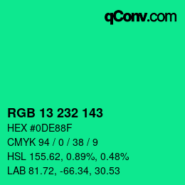 Color code: RGB 13 232 143 | qconv.com