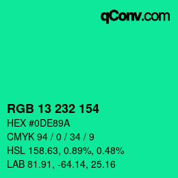 Color code: RGB 13 232 154 | qconv.com