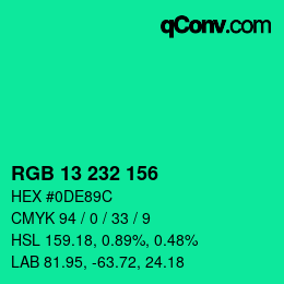 Color code: RGB 13 232 156 | qconv.com