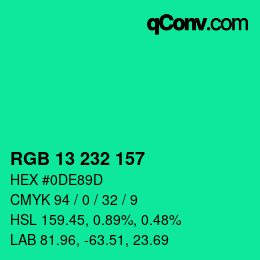 Color code: RGB 13 232 157 | qconv.com