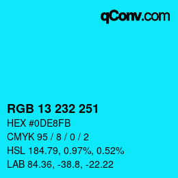 Color code: RGB 13 232 251 | qconv.com