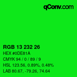 Color code: RGB 13 232 26 | qconv.com