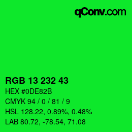 Color code: RGB 13 232 43 | qconv.com