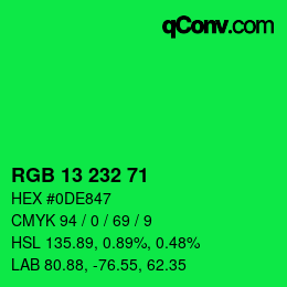 Color code: RGB 13 232 71 | qconv.com