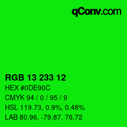 カラーコード: RGB 13 233 12 | qconv.com