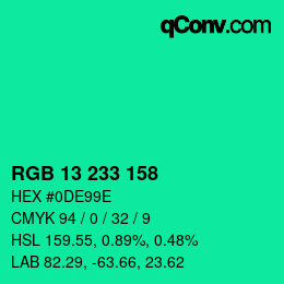 カラーコード: RGB 13 233 158 | qconv.com