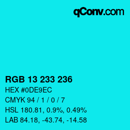 Color code: RGB 13 233 236 | qconv.com