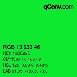 Color code: RGB 13 233 46 | qconv.com
