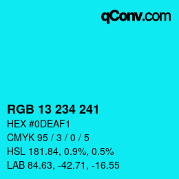 カラーコード: RGB 13 234 241 | qconv.com