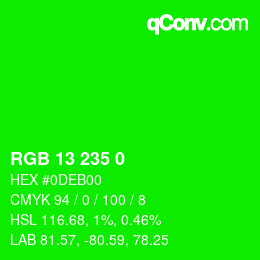 Color code: RGB 13 235 0 | qconv.com