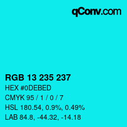 Color code: RGB 13 235 237 | qconv.com