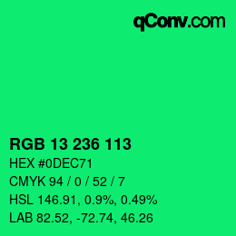 Color code: RGB 13 236 113 | qconv.com