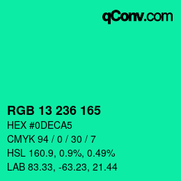 Color code: RGB 13 236 165 | qconv.com