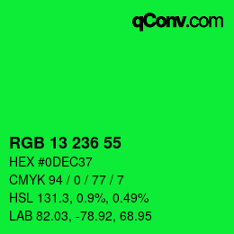 カラーコード: RGB 13 236 55 | qconv.com