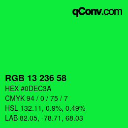 カラーコード: RGB 13 236 58 | qconv.com