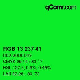 Color code: RGB 13 237 41 | qconv.com