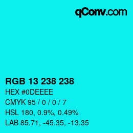 Color code: RGB 13 238 238 | qconv.com