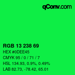 Color code: RGB 13 238 69 | qconv.com