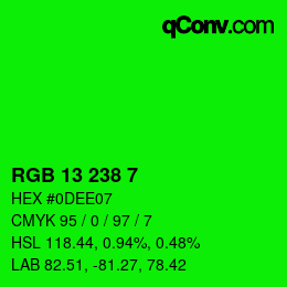 Color code: RGB 13 238 7 | qconv.com