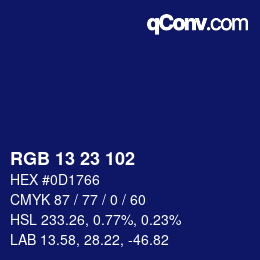 Color code: RGB 13 23 102 | qconv.com