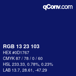 Farbcode: RGB 13 23 103 | qconv.com