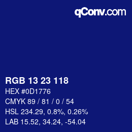カラーコード: RGB 13 23 118 | qconv.com