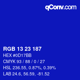 Color code: RGB 13 23 187 | qconv.com