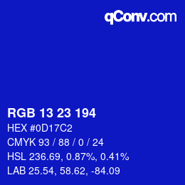 Color code: RGB 13 23 194 | qconv.com