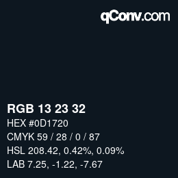 カラーコード: RGB 13 23 32 | qconv.com