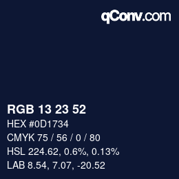 カラーコード: RGB 13 23 52 | qconv.com