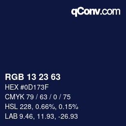 Color code: RGB 13 23 63 | qconv.com