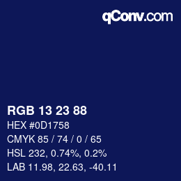 Color code: RGB 13 23 88 | qconv.com