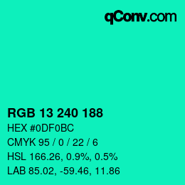 Color code: RGB 13 240 188 | qconv.com
