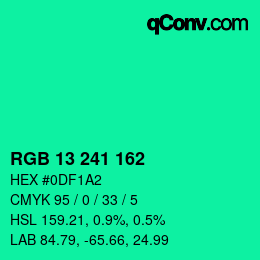 カラーコード: RGB 13 241 162 | qconv.com