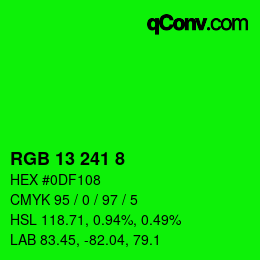 Farbcode: RGB 13 241 8 | qconv.com